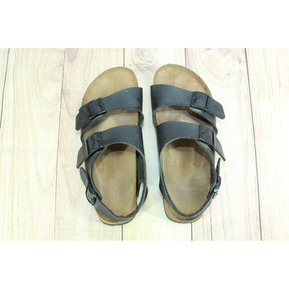 *Birkenstock Milano Black Leather Adjustable Double Buckle Sandals Size 12 Inch. - Picture 8 of 9